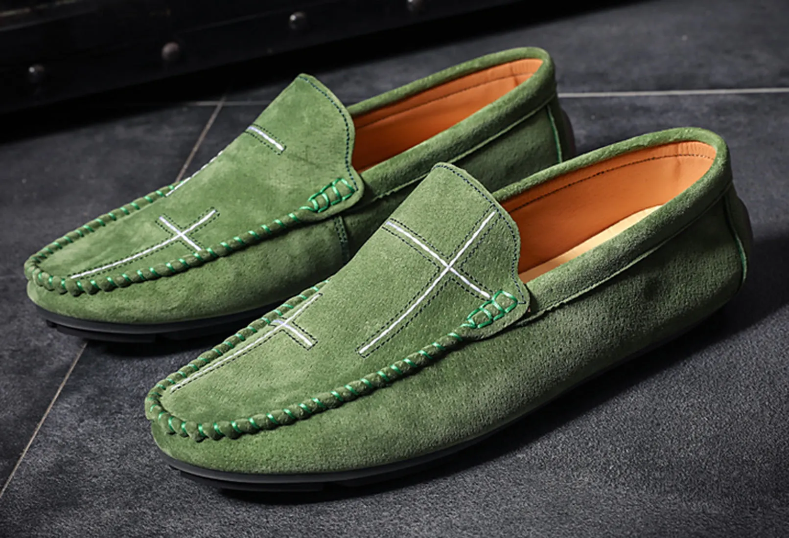 Men's Suede Cross Driving Moccasins