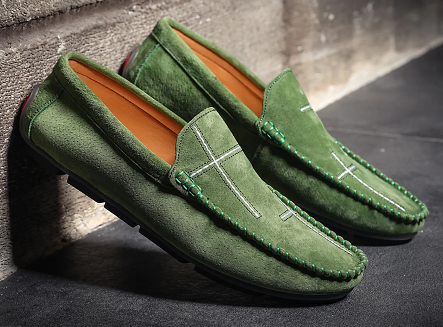 Men's Suede Cross Driving Moccasins