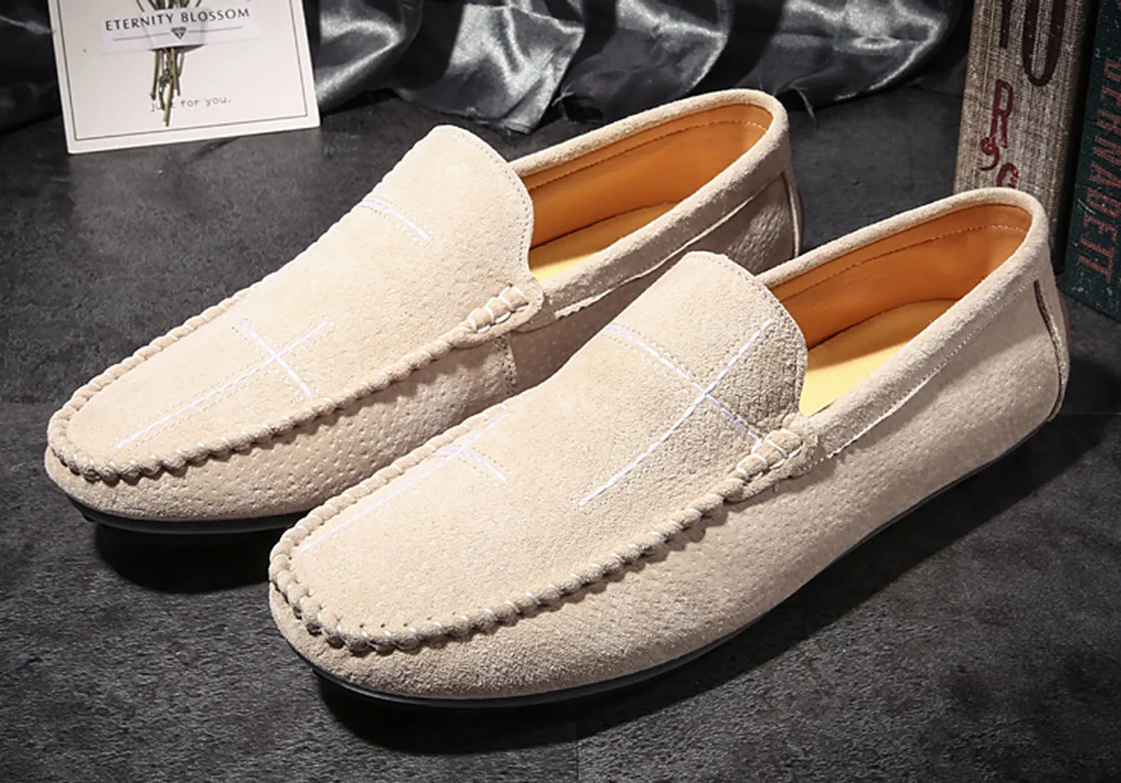 Men's Suede Cross Driving Moccasins