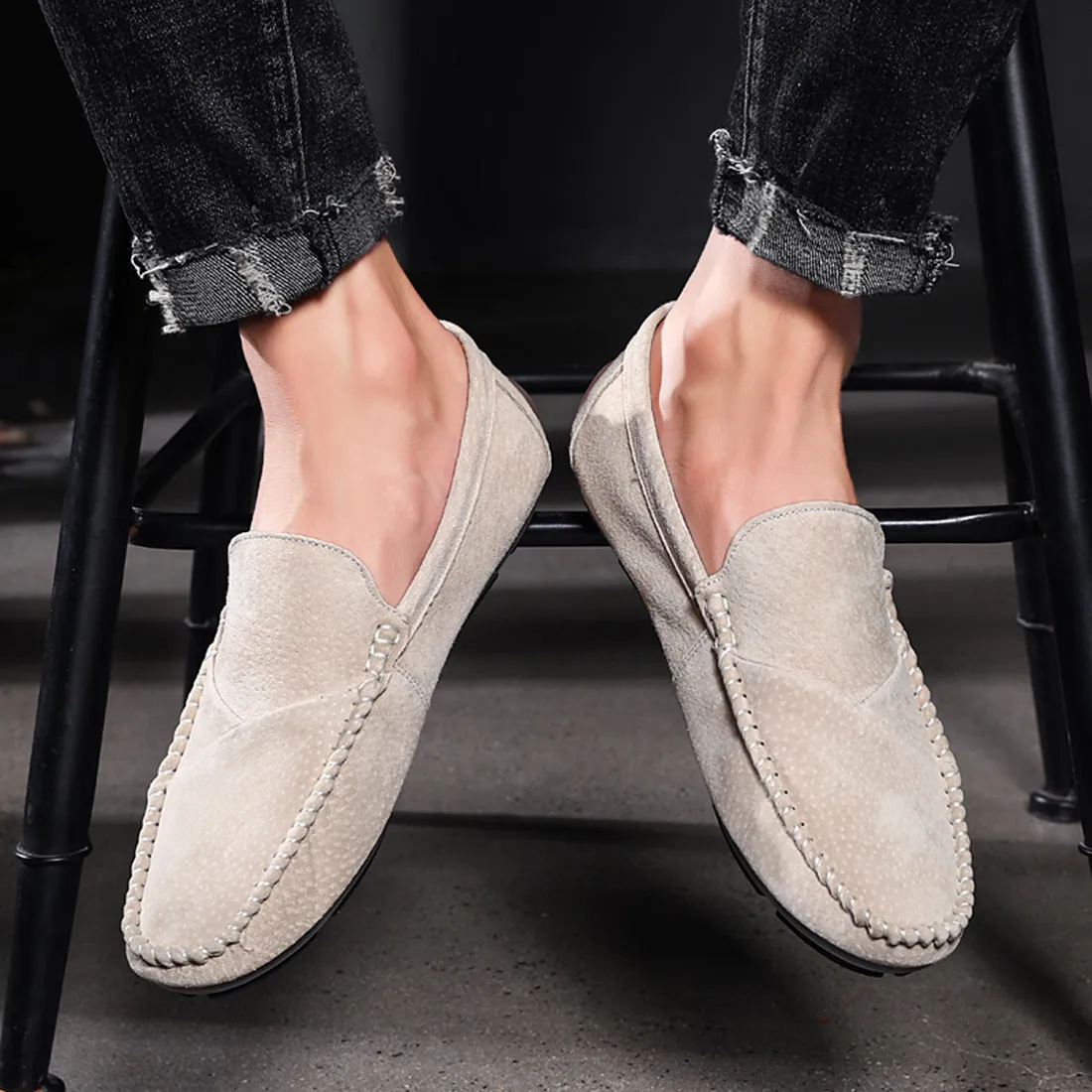 Men's Suede Stitching Driving Moccasins