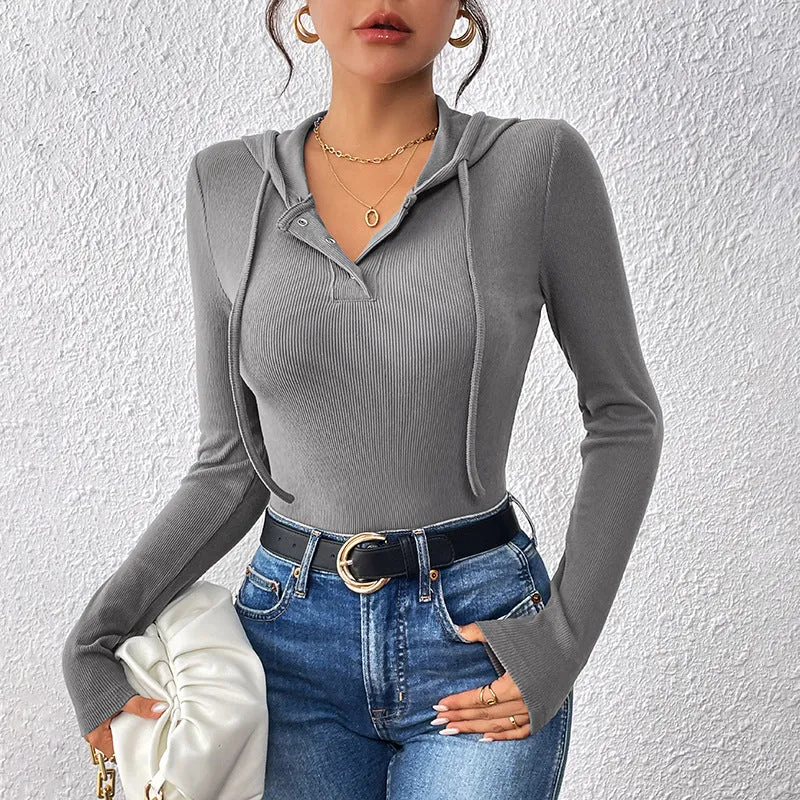 METAVERSMALL solid color slim fashion jumpsuit autumn and winter new hooded pit strips ins wind jumpsuit