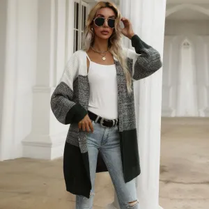 METAVERSMALL women's clothing New autumn and winter new 2025 color matching knitted sweater casual cardigan jacket women