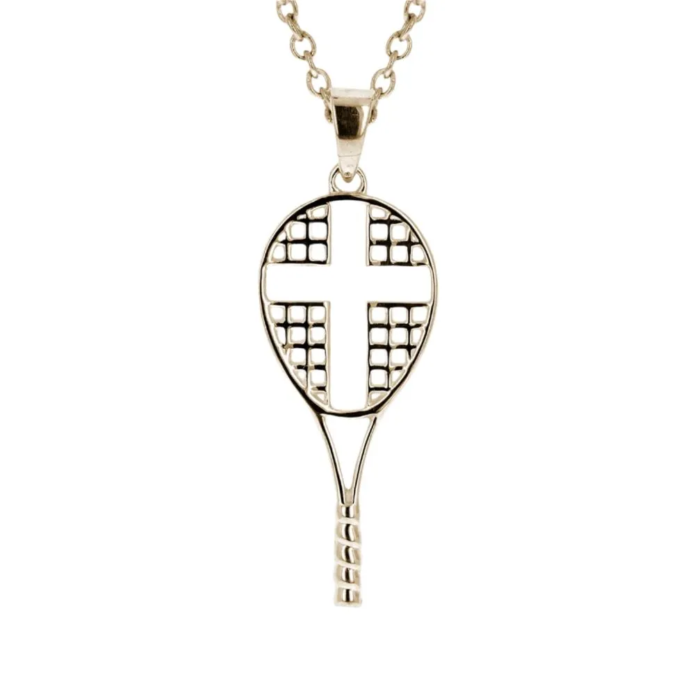 Mini Love All Tennis Cross Necklace | Gold