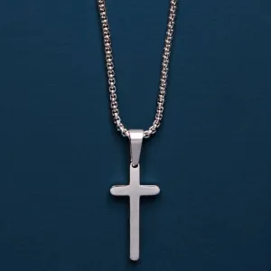 Mini St Steel Cross Necklace 20"