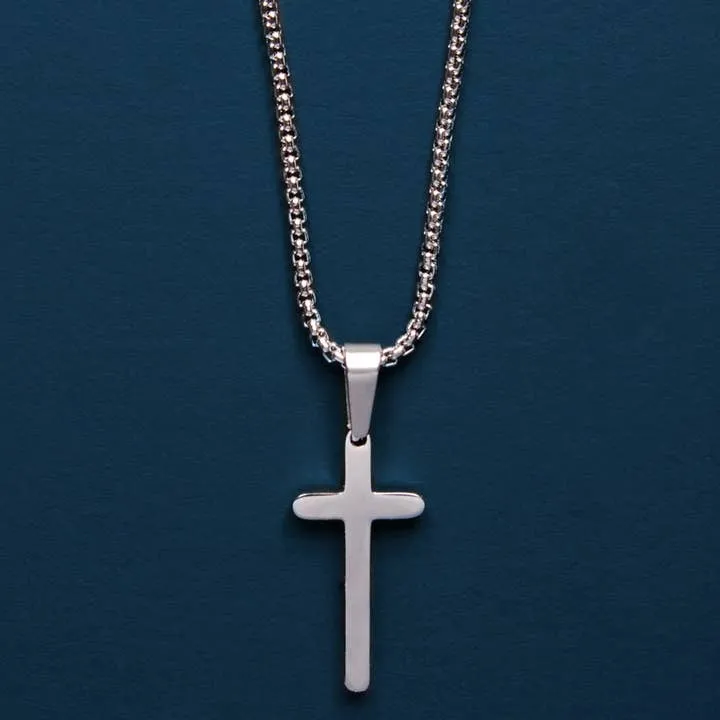 Mini St Steel Cross Necklace 20"