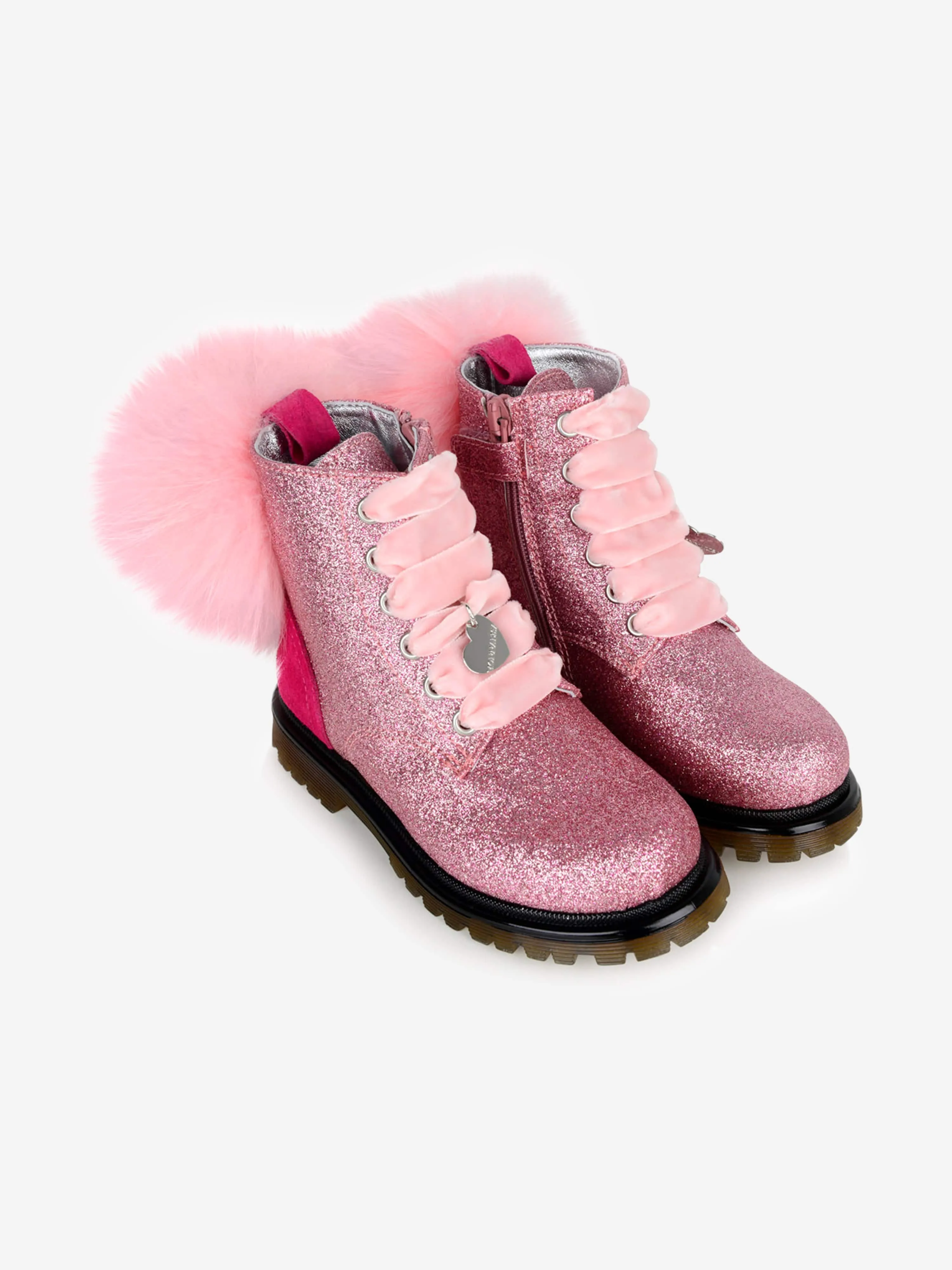 Monnalisa Glitter Pom Pom Boots