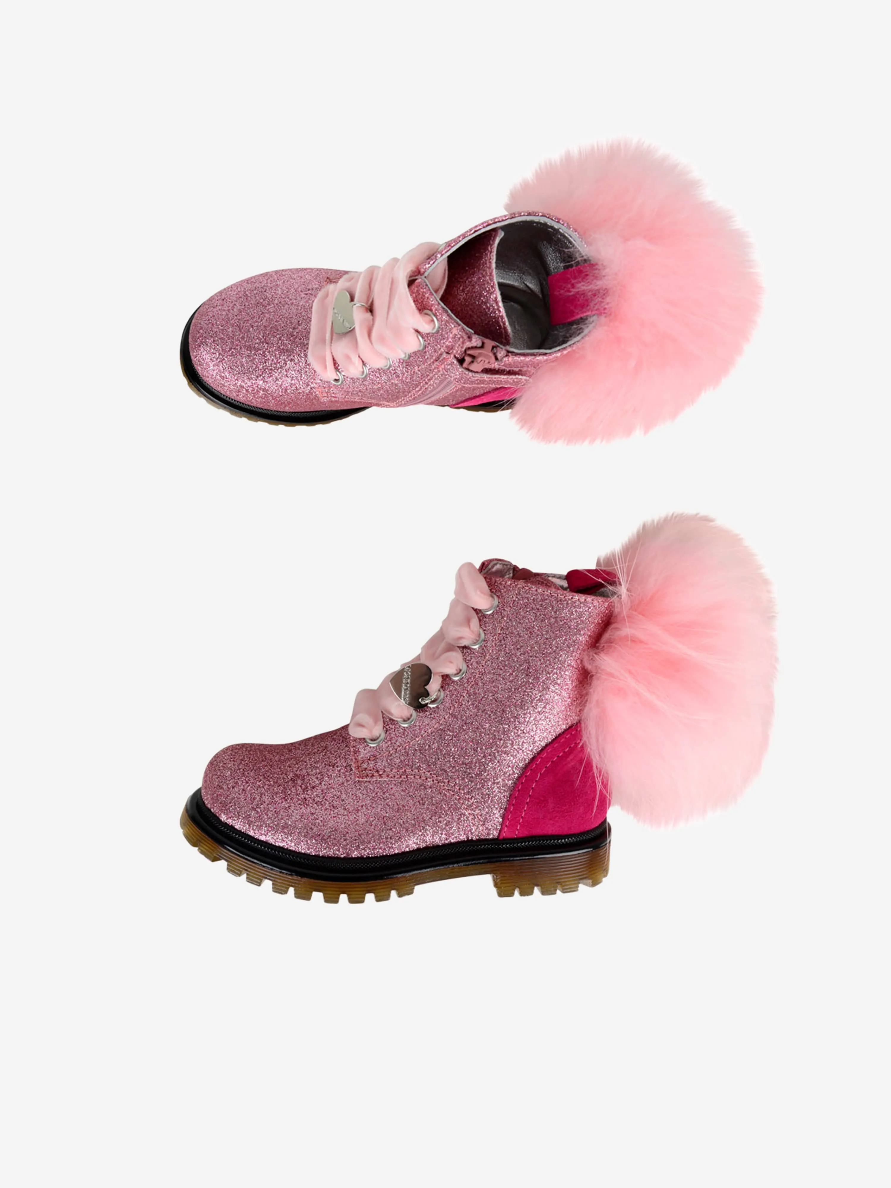 Monnalisa Glitter Pom Pom Boots