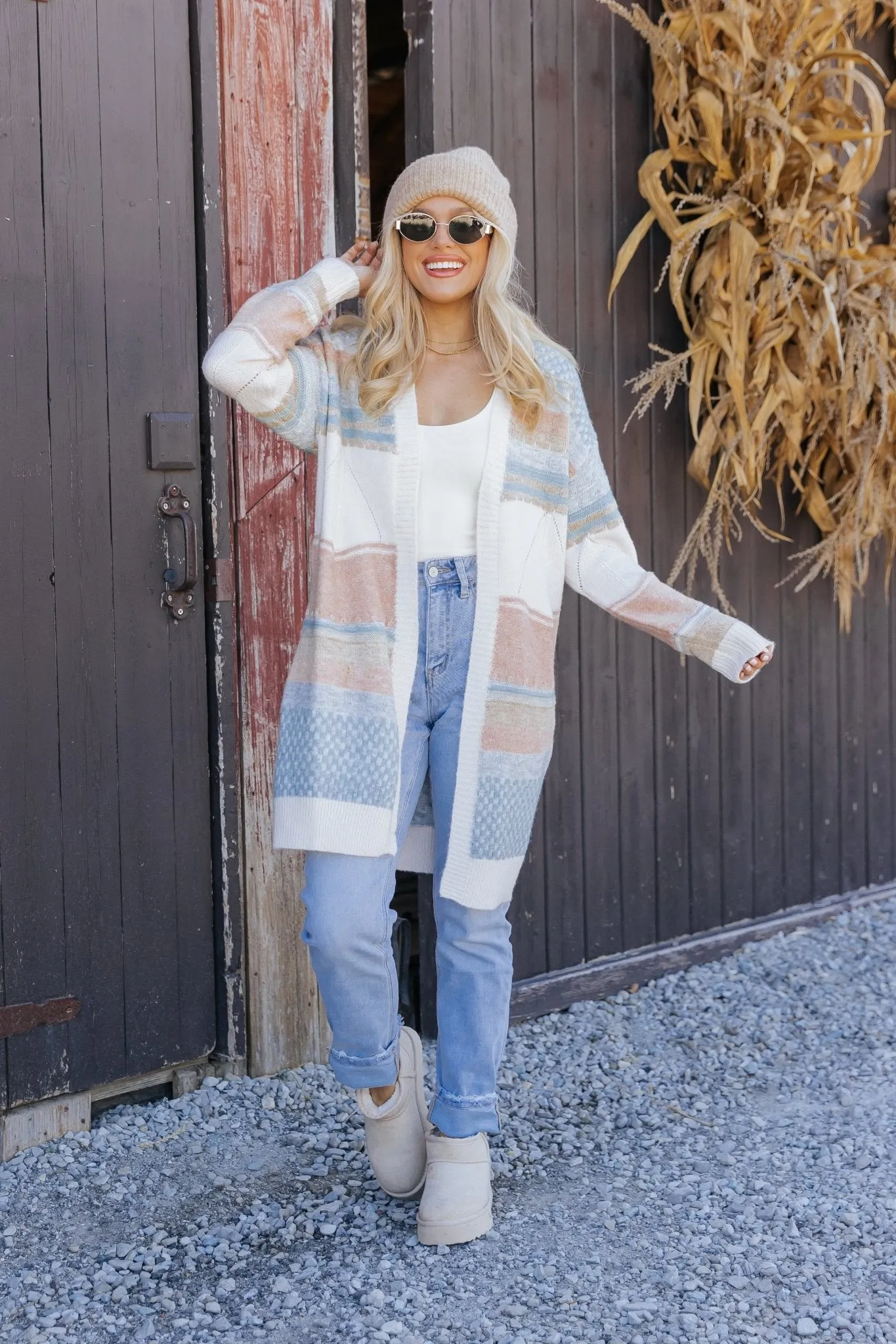 Multi Stripe Color Block Ribbed Cardigan - FINAL SALE