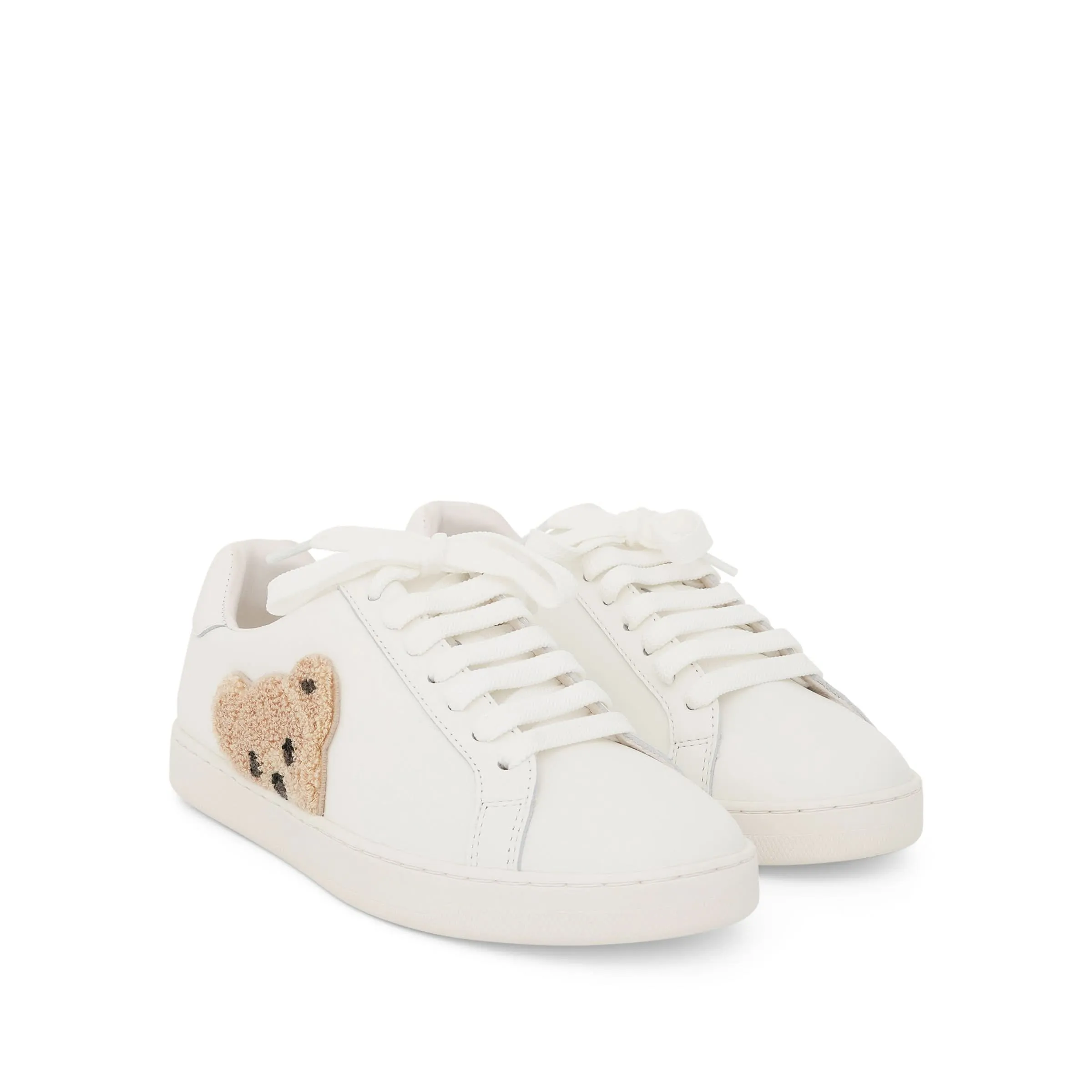 New Teddy Bear Tennis Sneaker in White/Brown