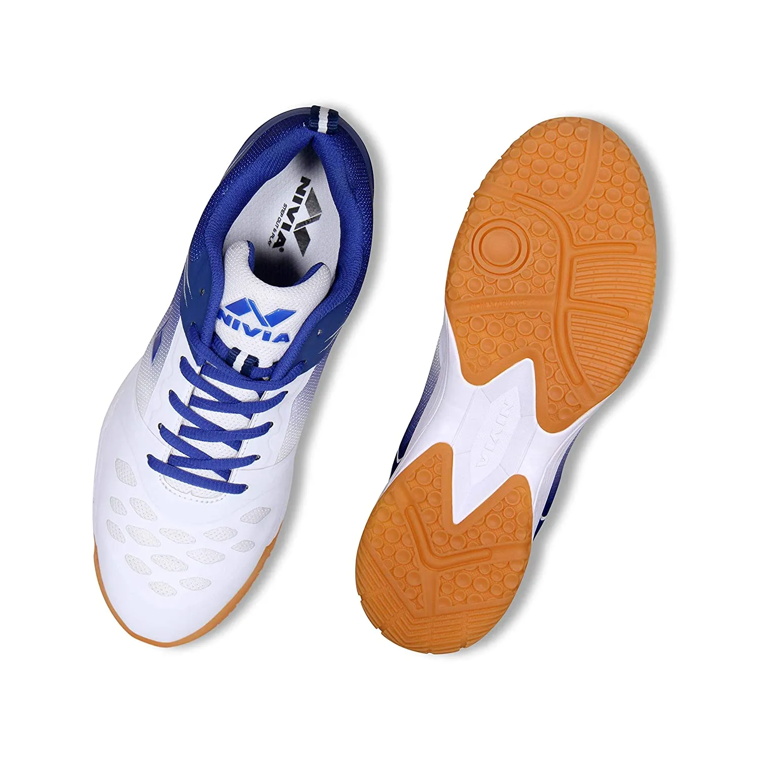 Nivia HY-Court 2.0 Badminton Shoes(White, Blue)