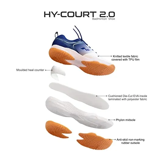 Nivia HY-Court 2.0 Men's Badminton Shoes  - White