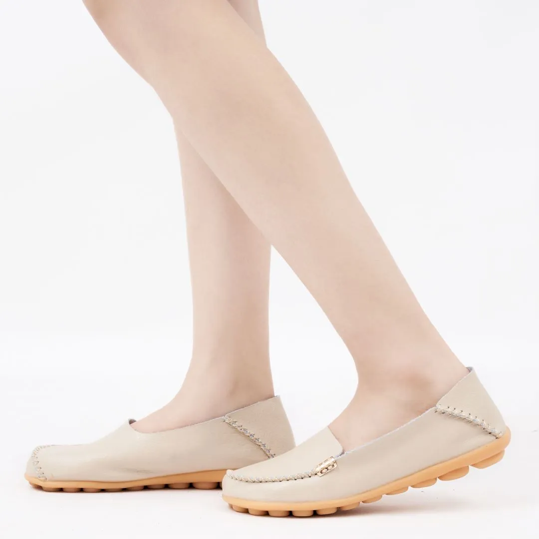 【No.12】Women's Comfortable Leather Loafers Casual Round Toe Moccasins Wild Driving Flats Soft Walking Shoes Women Slip On