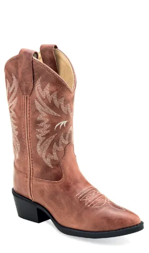 Old West Children Girls Western Cactus Pink Leather Cowboy Boots 13.5 D