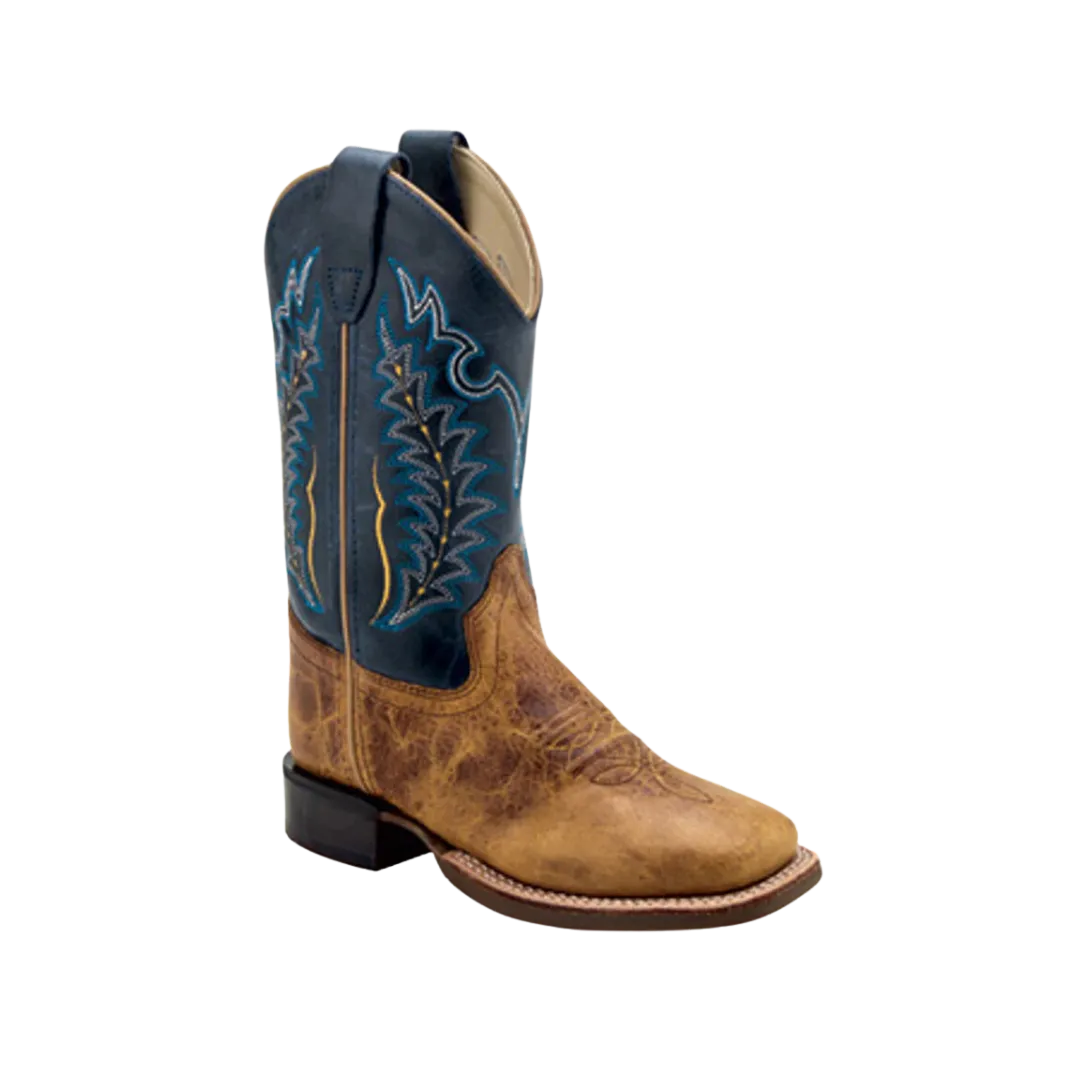 Old West Kid's Leather Western Cowboy Blue Boots