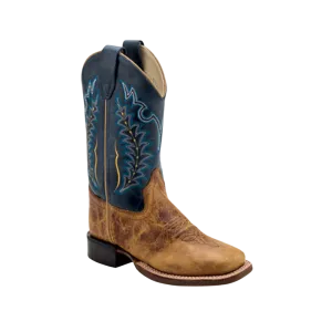 Old West Kid's Leather Western Cowboy Blue Boots