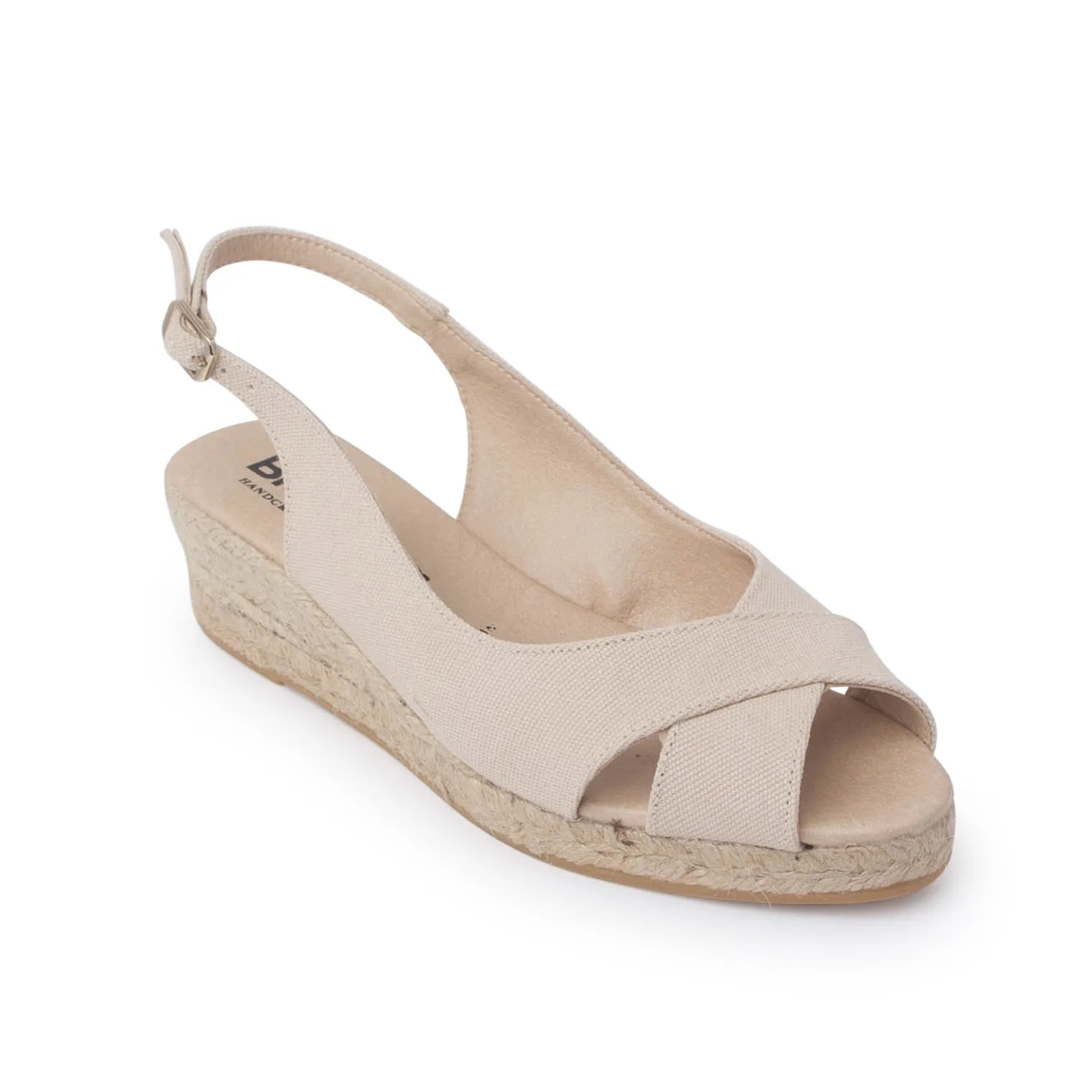 Oliva Organic Canvas Espadrille Wedge Sandals - Beige Tan