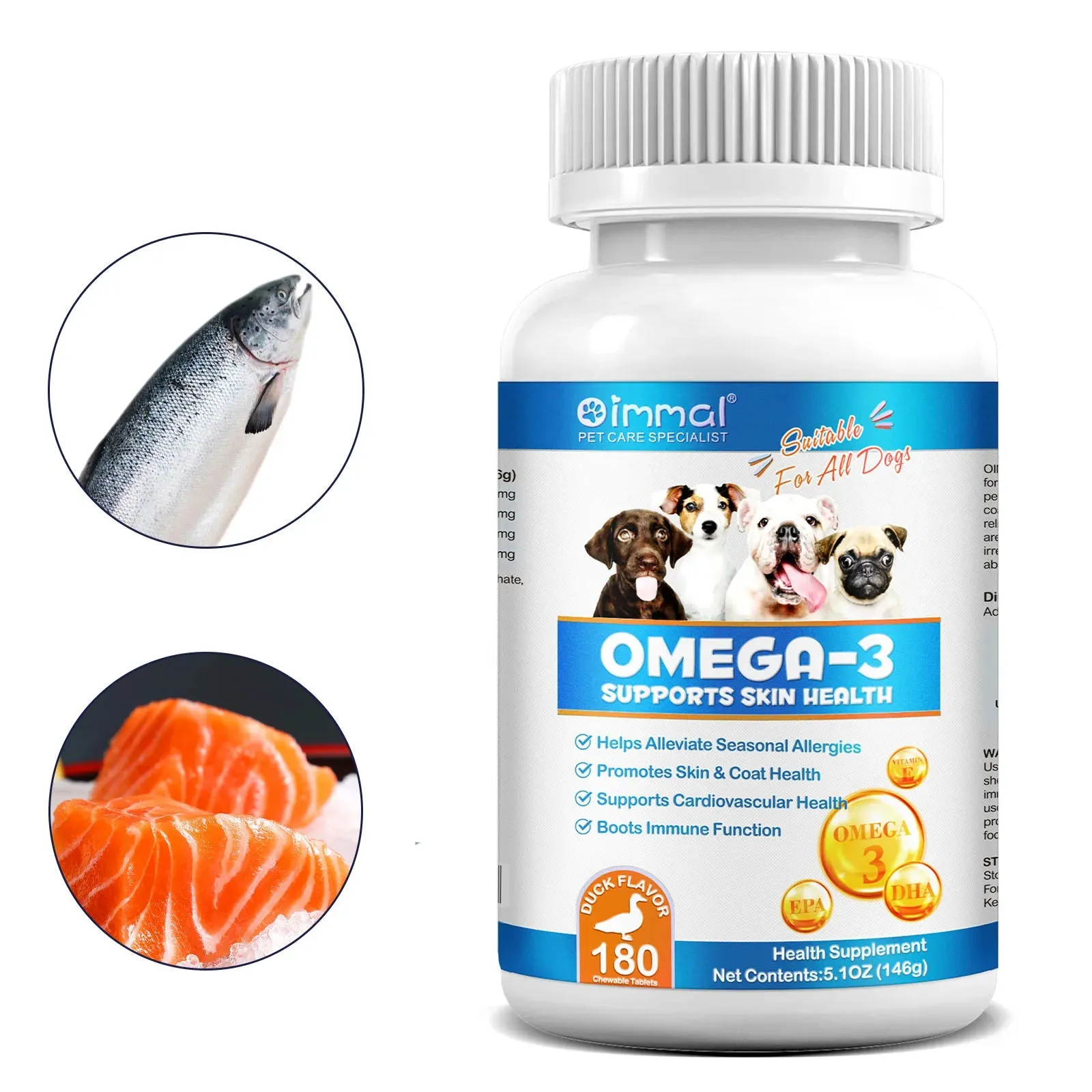 OMEGA-3 Health Supplement Suit for Dogs Cats Help Alleviate Seasonal Allergies Promotes Skin & Coat Health Boots Immune Function