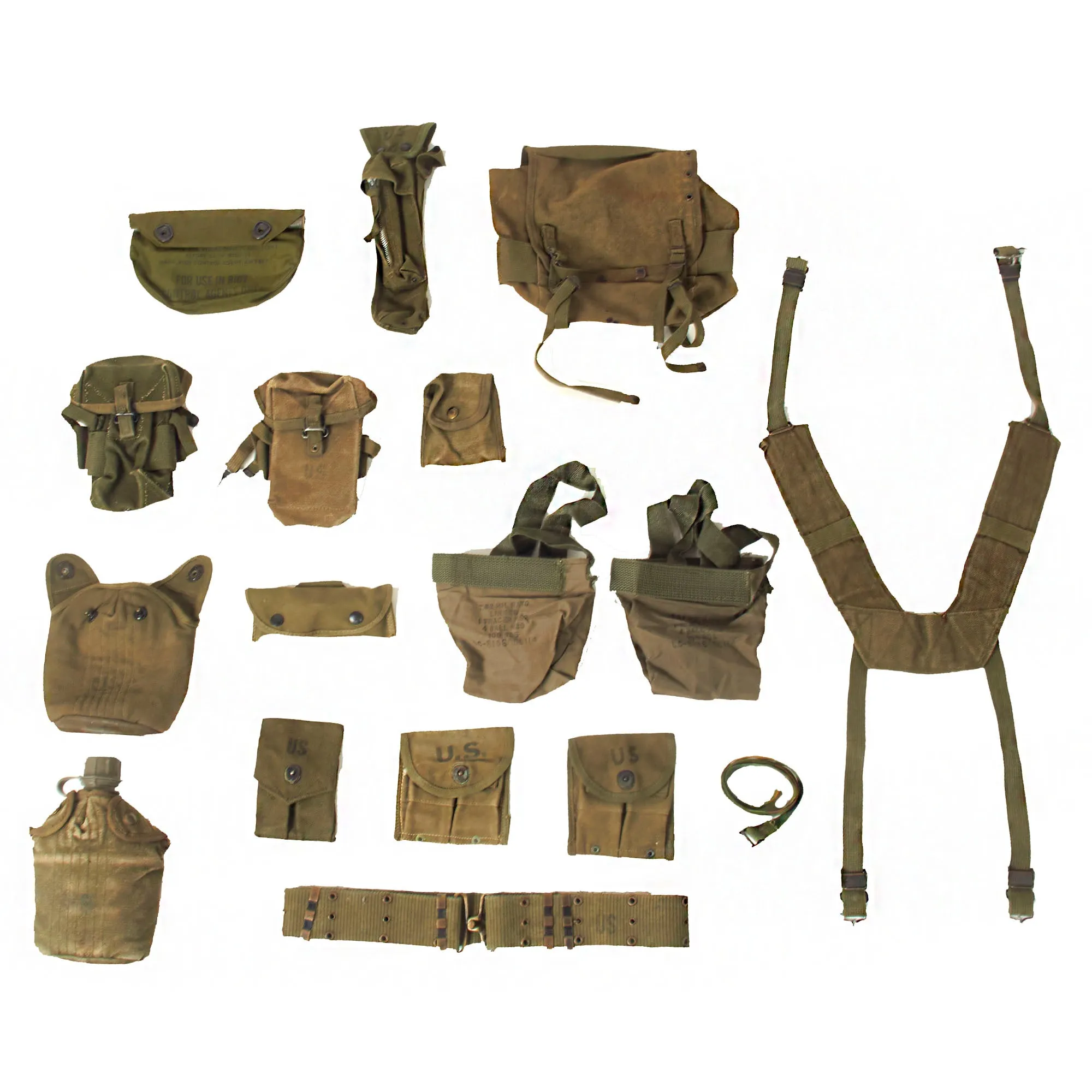 Original U.S. Vietnam / Cold War Era Field Gear and Modernized Load-Carrying Equipment Lot - 17 Items