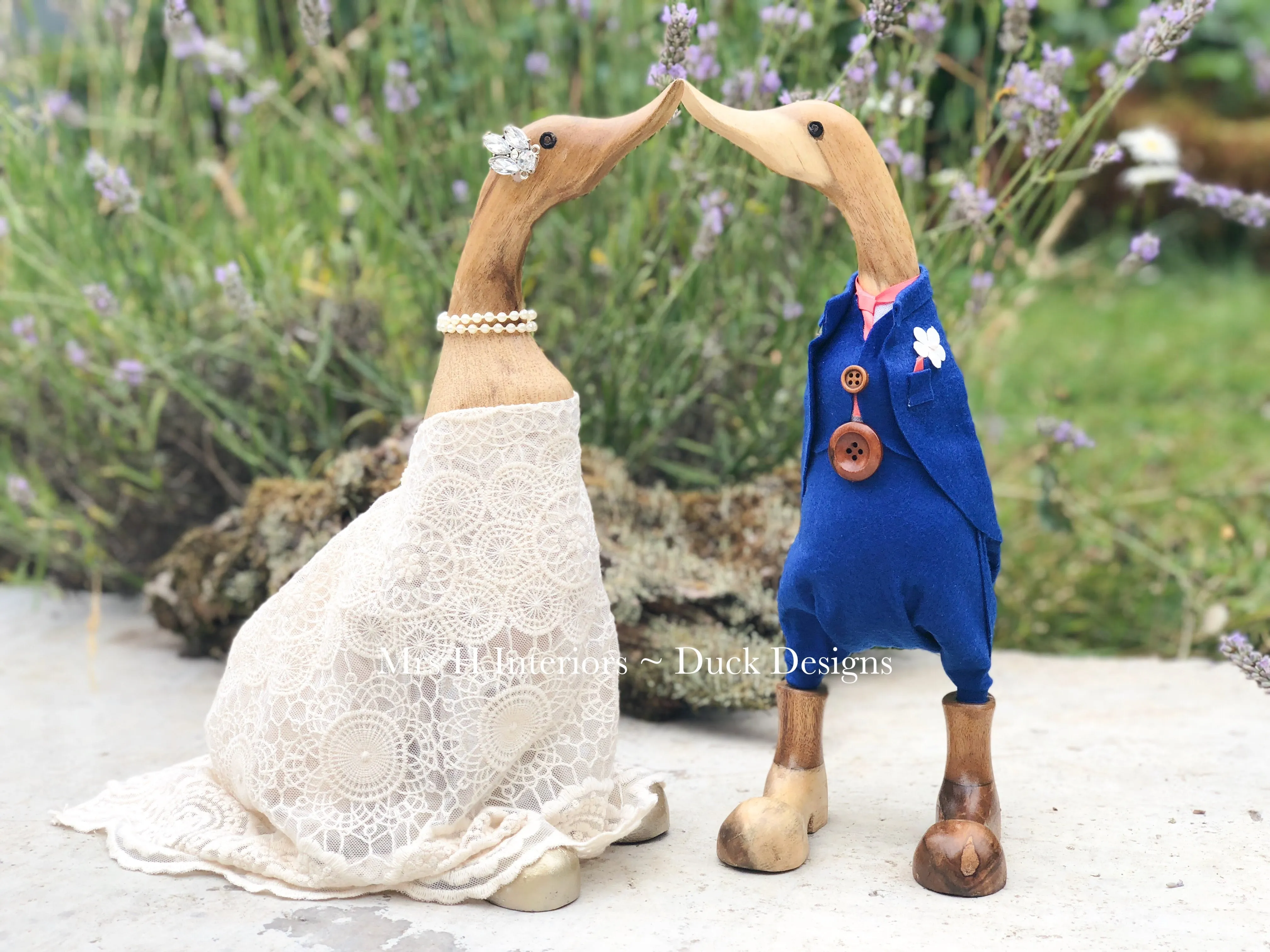 Page Boy Duck - Bridal Wedding Party - Decorated Wooden Duck in Boots by Mrs H the Duck Lady