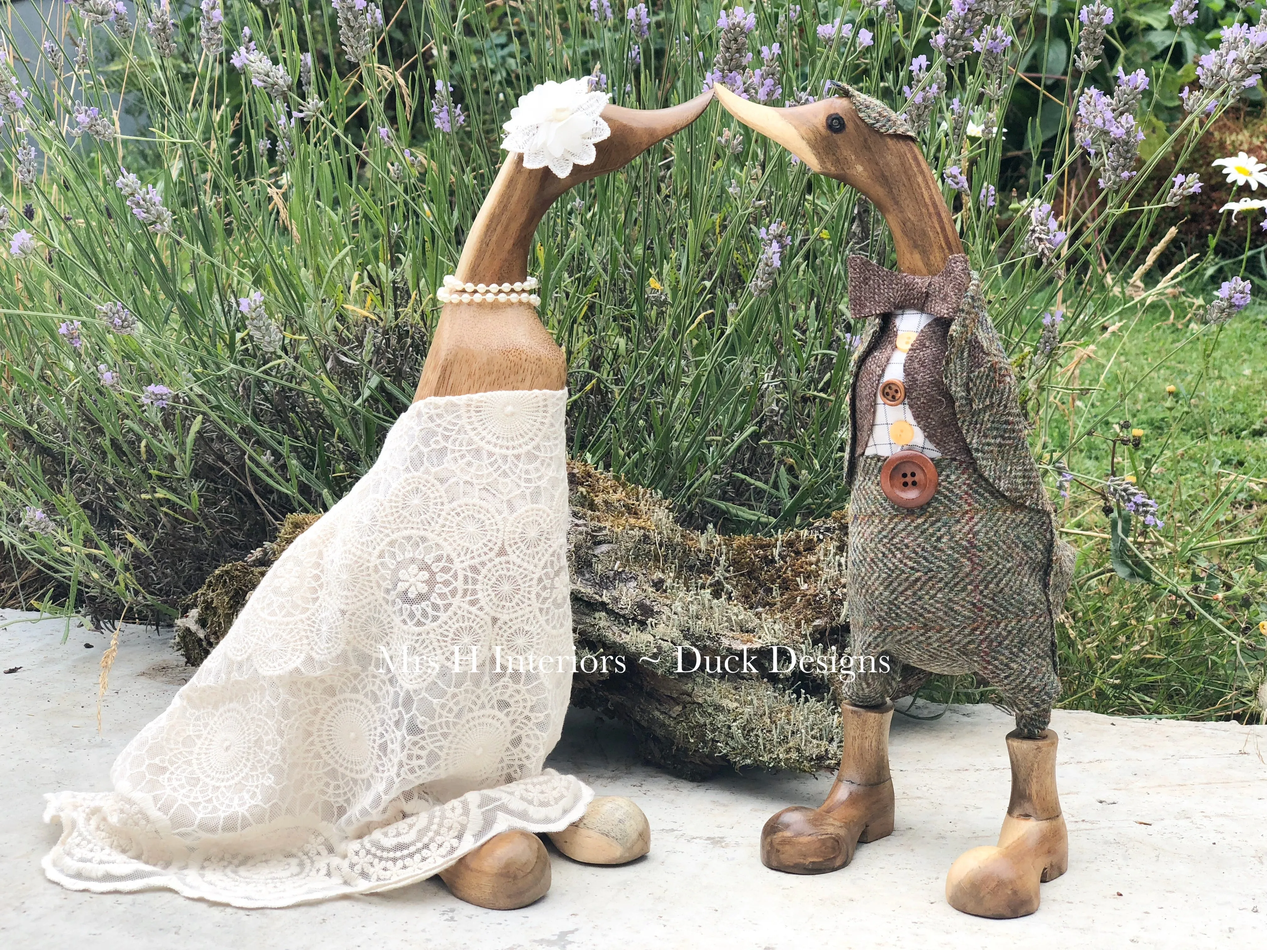 Page Boy Duck - Bridal Wedding Party - Decorated Wooden Duck in Boots by Mrs H the Duck Lady