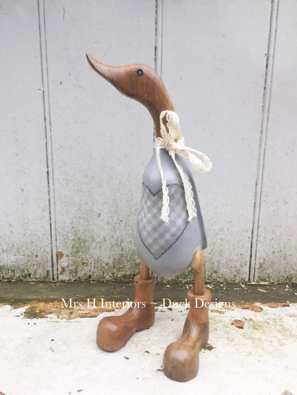 Patch - Decorated Wooden Duck in Boots by Mrs H the Duck Lady