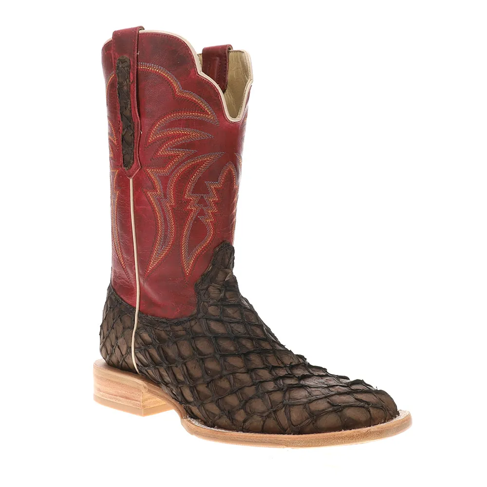 Pirarucu Wide Embroidered Round Toe Cowboy Boots