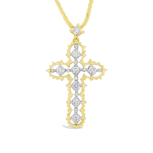 Platinum, Gold & Diamond Cross Pendant