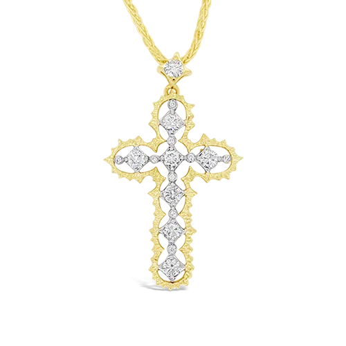 Platinum, Gold & Diamond Cross Pendant