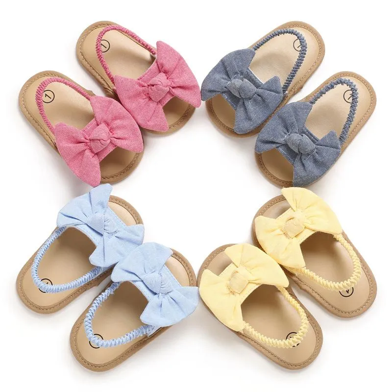 Pre-Walking Baby Girl Bow Sandals - Denim Blue