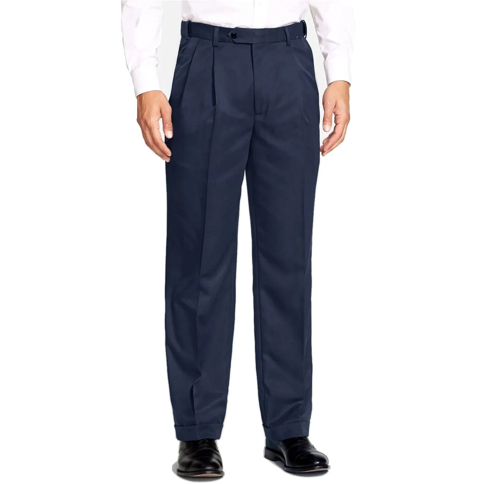 Prime Poplin Trouser in Navy (Windsor Double Reverse Pleat) by Berle