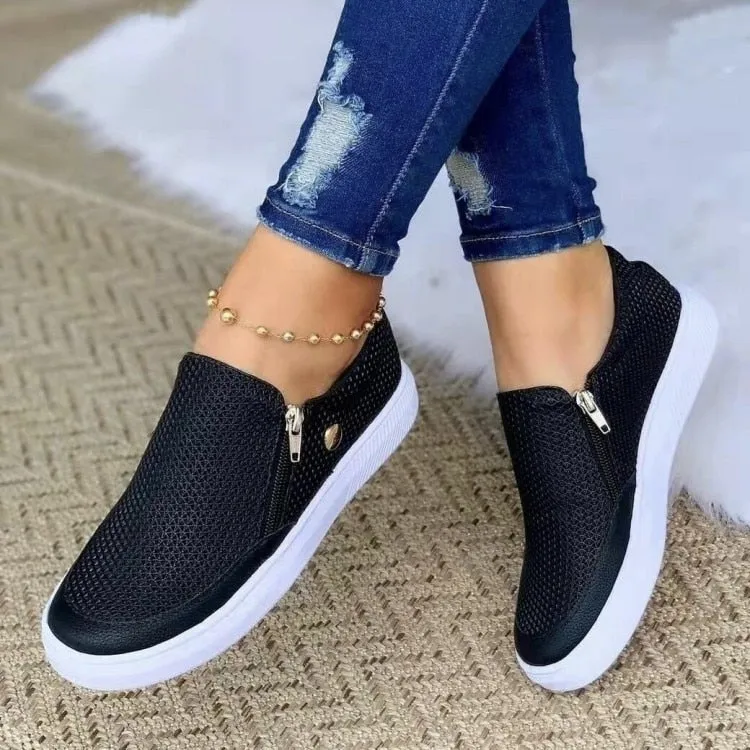 Purpdrank - Sneakers Woman Vulcanize Shoes Casual Side Zipper Femme Tenis Con Plataforma Luxury Tennis Feminino for Women Zapatos Mujer