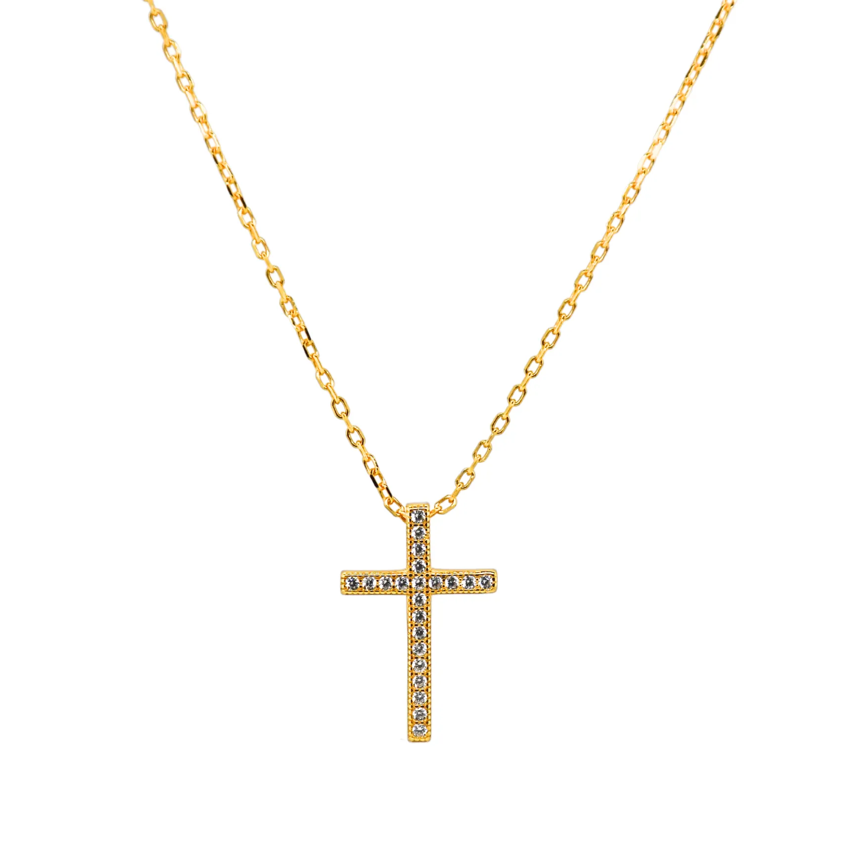 "CELINA" Extra-Large Cross Pave CZ Necklace