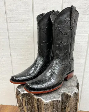 R. Watson Men's Black Nile Crocodile Square Toe Cowboy Boots RW9000-1