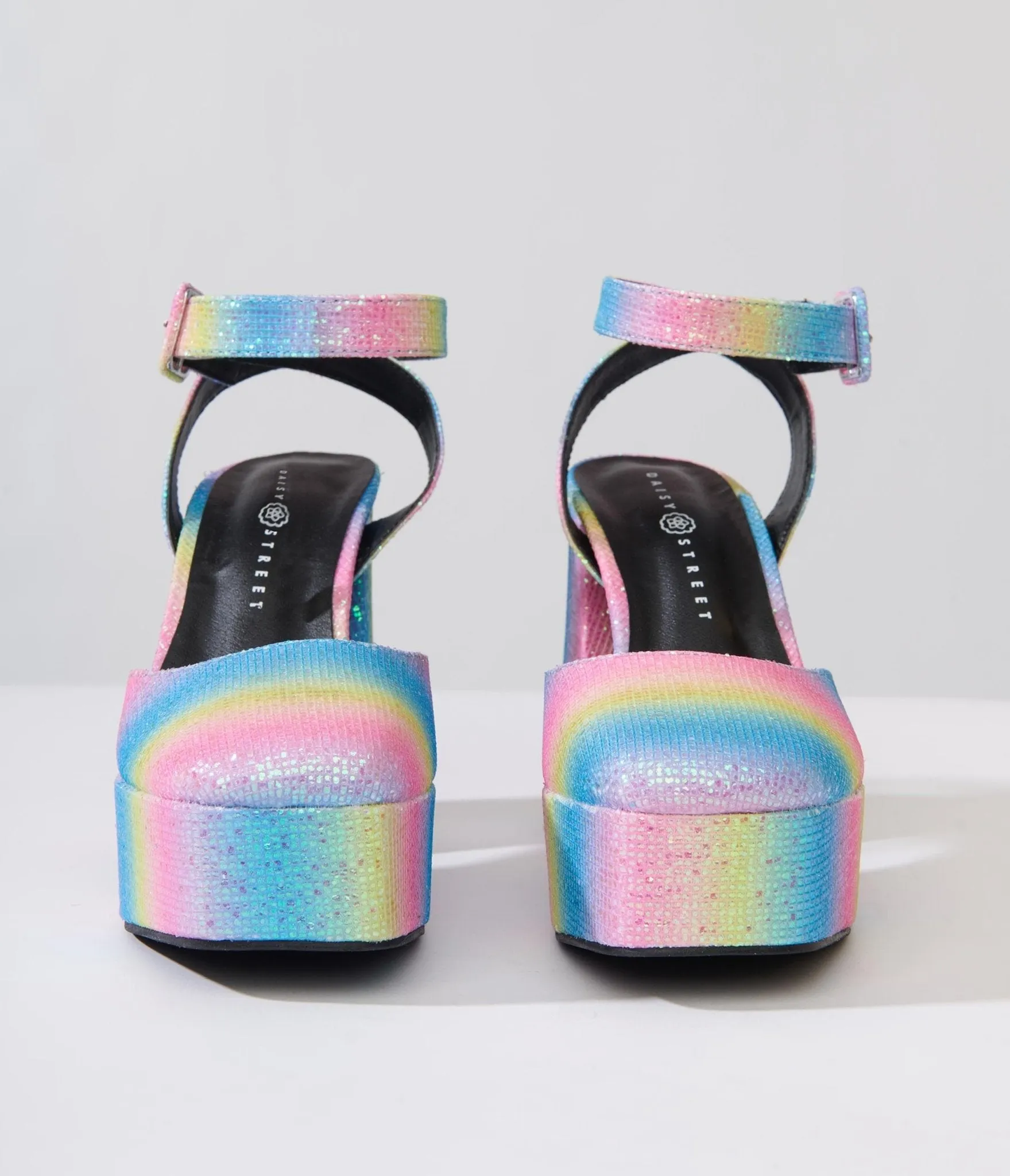 Rainbow Glitter Chunky Platform Heels