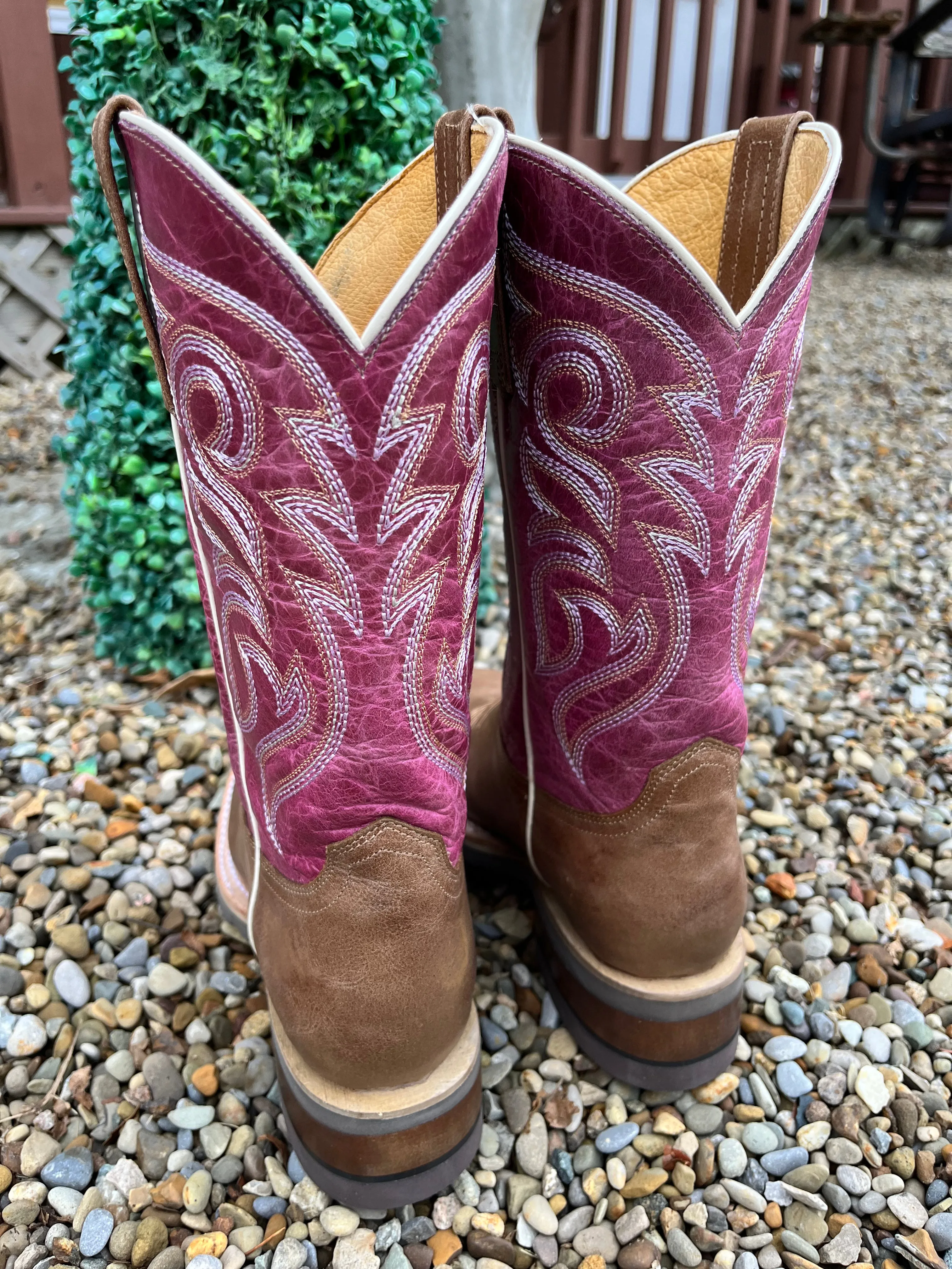 Roper Women's Tan & Magenta Square Toe Cowgirl Boots 9991-0132