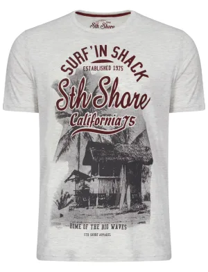 Shack Motif Cotton Crew Neck T-Shirt In Oatgrey Marl - South Shore