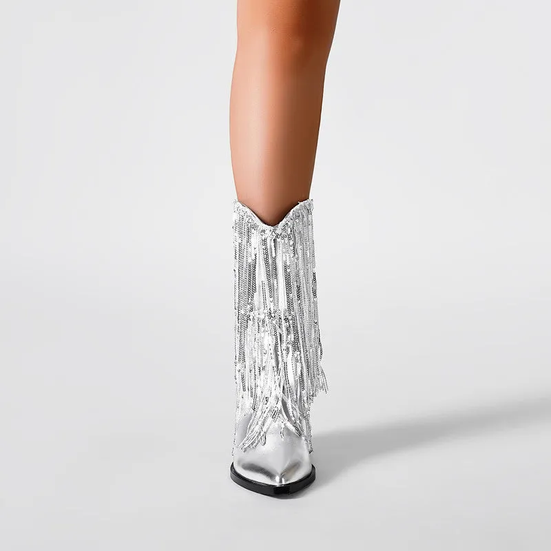 Silver Cowboy Boots