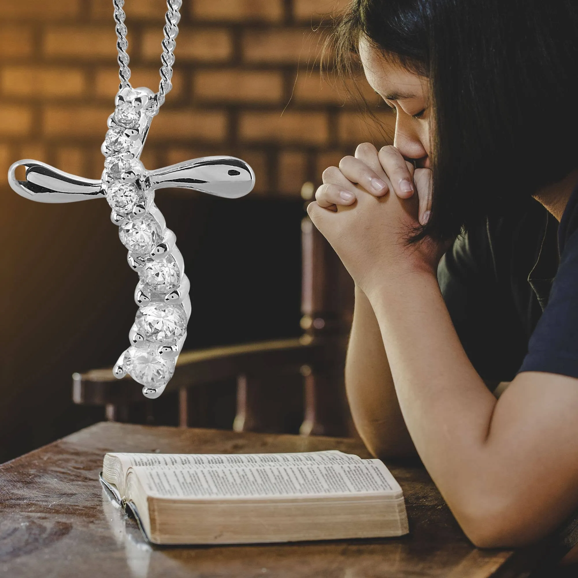 Silver Plated Journey Cross Necklace