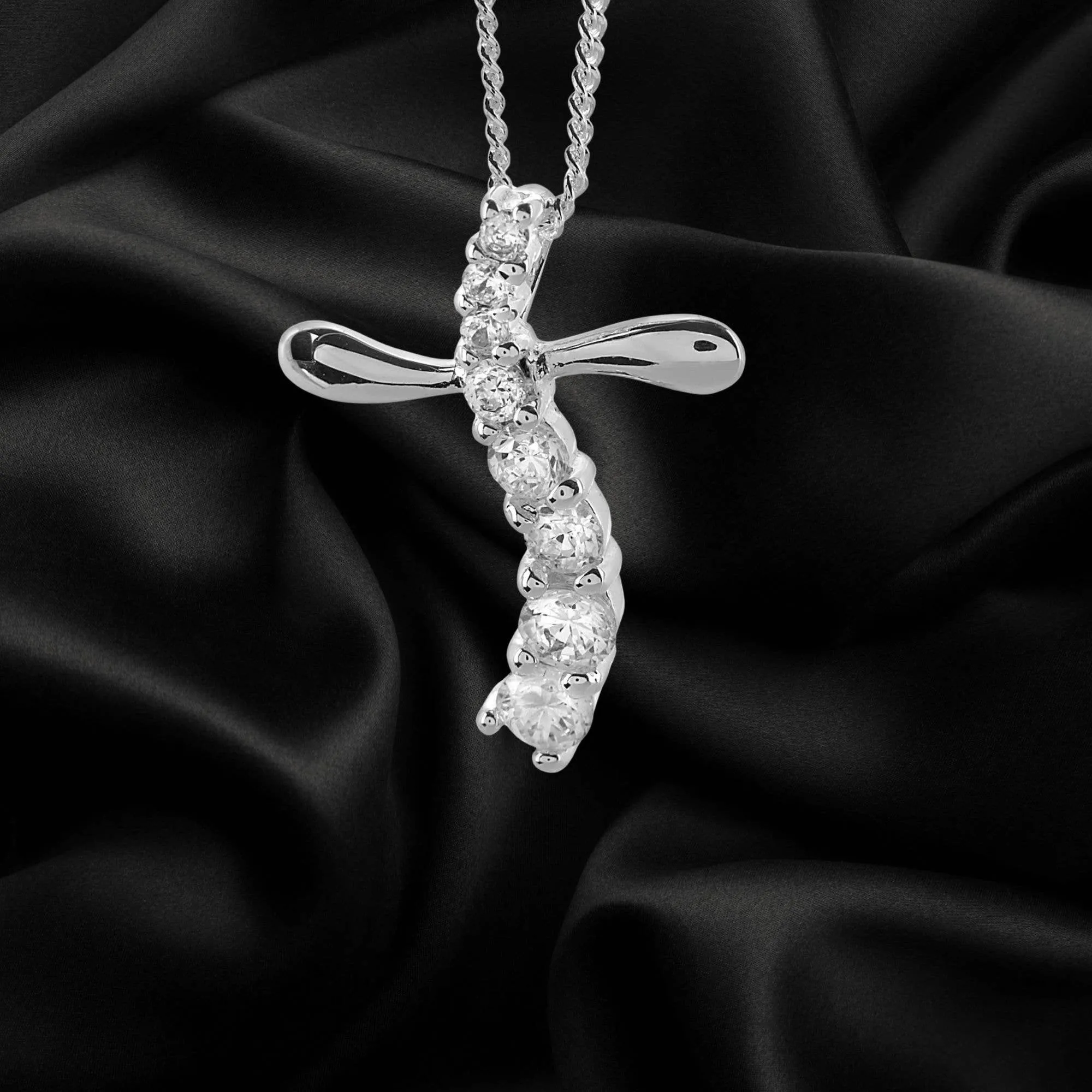 Silver Plated Journey Cross Necklace