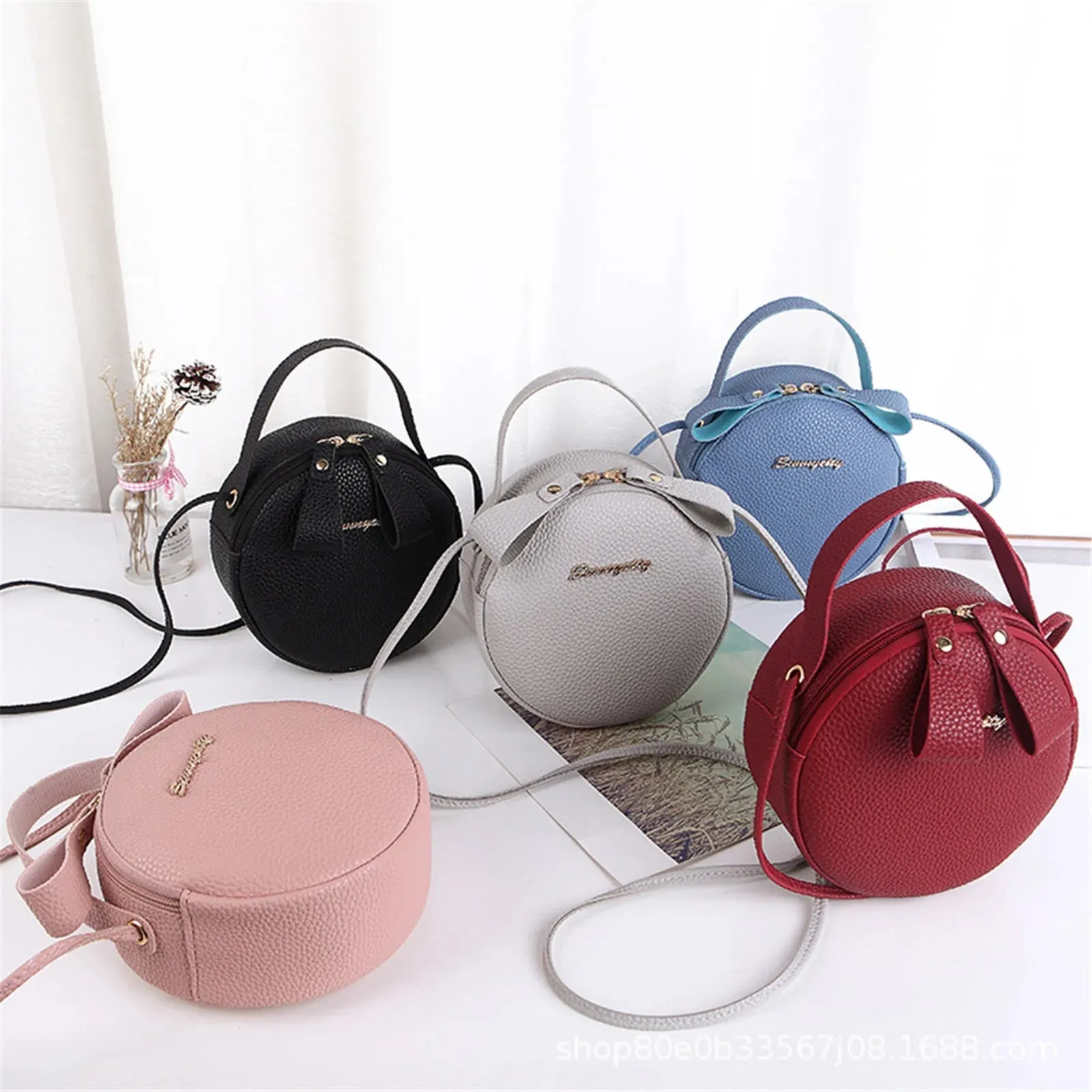 Simple Fashion Women Shoulder Handbag Circle Bag Girl Cute Messenger Bag Beauty PU Leather Ladies Hand Bags 2023 New