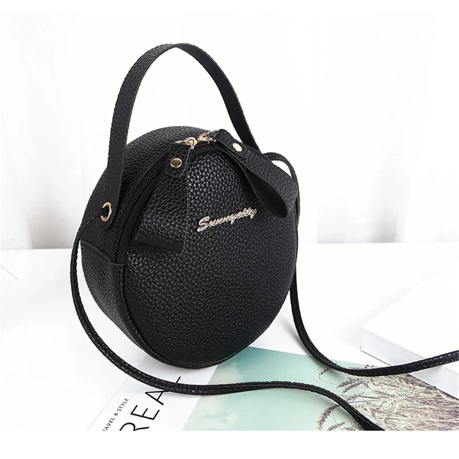 Simple Fashion Women Shoulder Handbag Circle Bag Girl Cute Messenger Bag Beauty PU Leather Ladies Hand Bags 2023 New