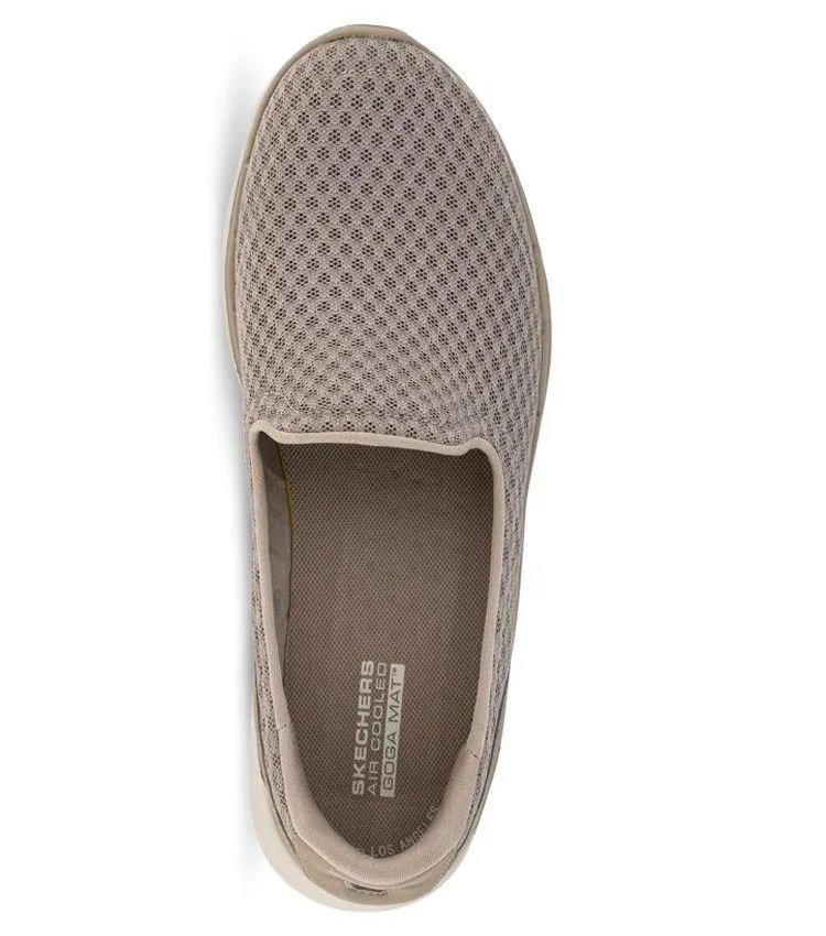 SKECHERS WOMEN'S GOWALK 6 TAUPE WALKING SLIP-ON SHOE