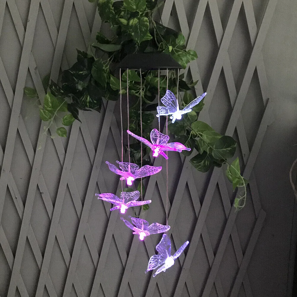 Solar Colour Changing LED Butterfly Hanging Lamp