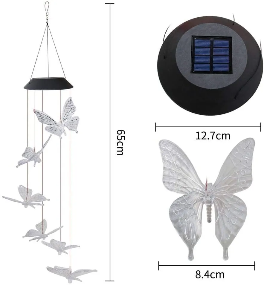 Solar Colour Changing LED Butterfly Hanging Lamp