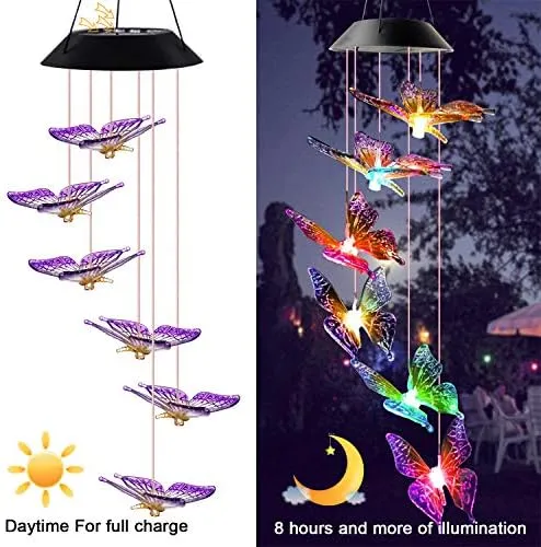 Solar Colour Changing LED Butterfly Hanging Lamp