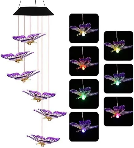 Solar Colour Changing LED Butterfly Hanging Lamp