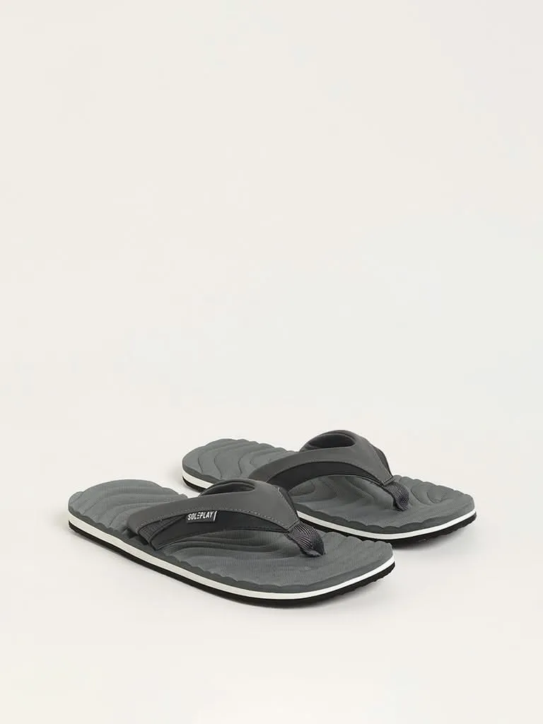 SOLEPLAY Grey Textured Flip-Flops