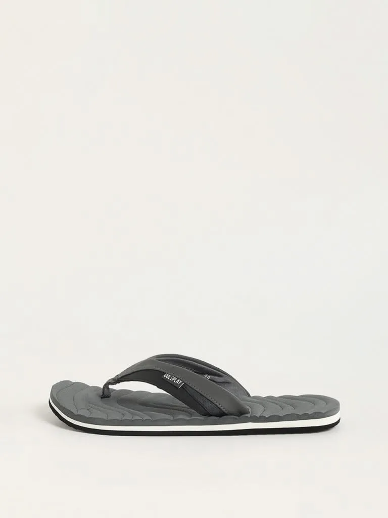 SOLEPLAY Grey Textured Flip-Flops