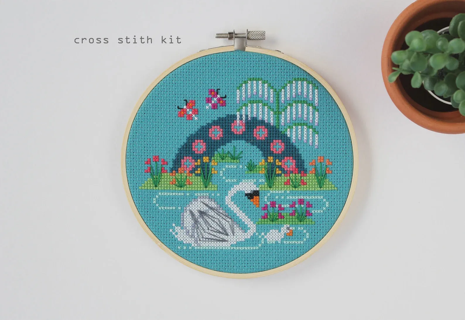 Springtime Swans Kit (Counted Cross Stitch)