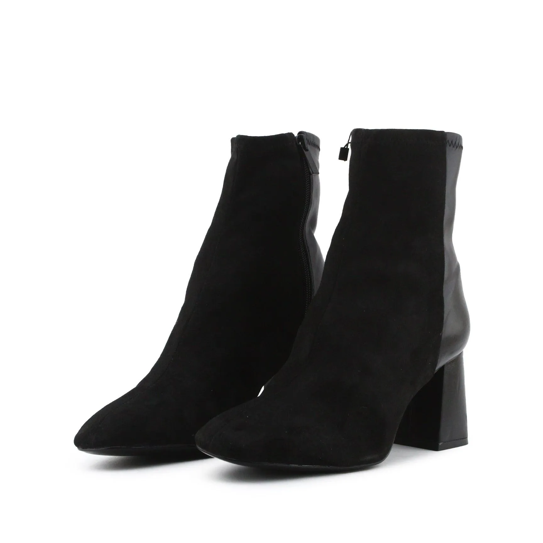 Stradivarius Zipper Block Heels Ankle Boots | Suede